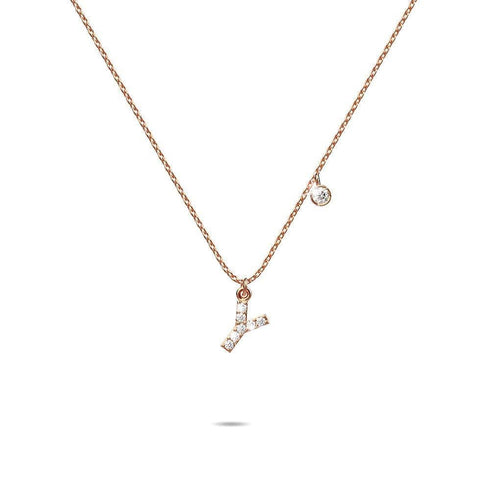 Solid 925 Sterling Silver Initial Crystal Personalised Alphabet Letter Necklace Rose Gold Filled